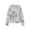 Womens Floral Print Long Sleeve Knit Sweater Top V-Neck Knitted Cardigan Casual Style Jacket Anti-Darkness