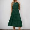 Sleeveless Women's Dress Casual Flowy A-Line Midi Tshirt Dresses With Pockets Crewneck Vocation Boho Beach Sundress