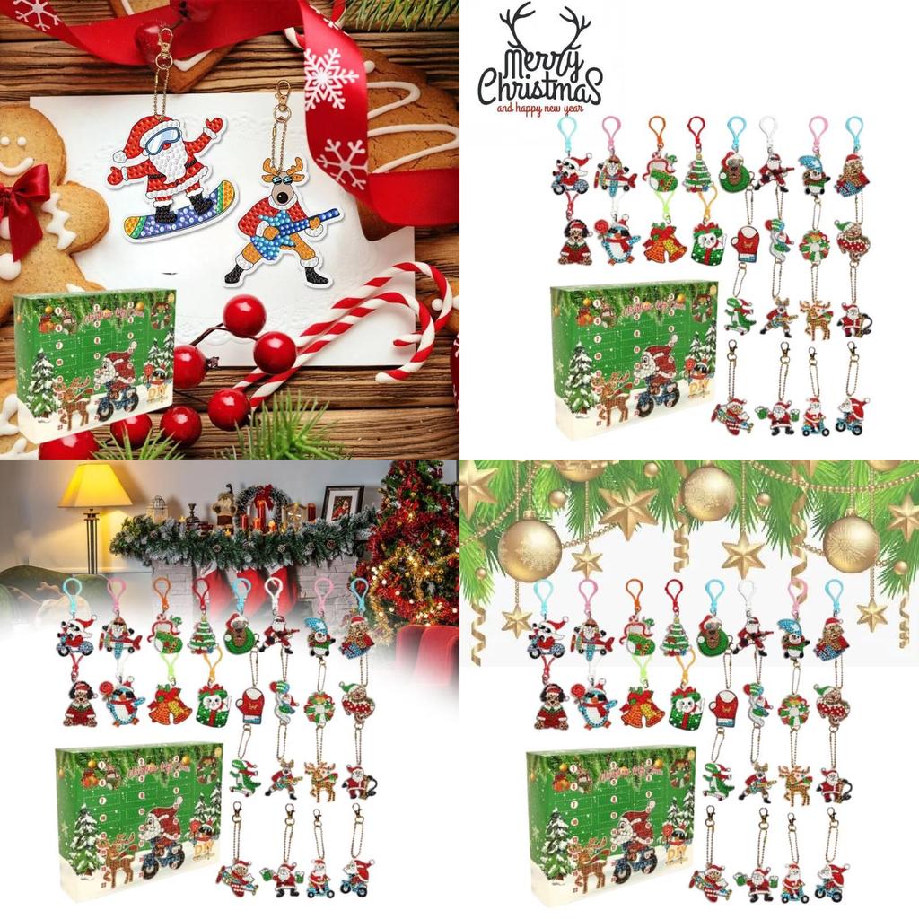 Bunte Acryl-Weihnachtsmalerei-Schlüsselanhänger im Cartoon-Stil Perfekt zum Verschenken in der Weihnachtszeit