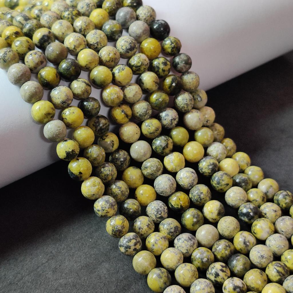 Smooth Round Yellow Serpentine Beads, Loose Beads, Full Strand 14-15 Inch Beads, Gemstone Beads for Jewelry Making, 6mm 8mm 10mm Size Beads.