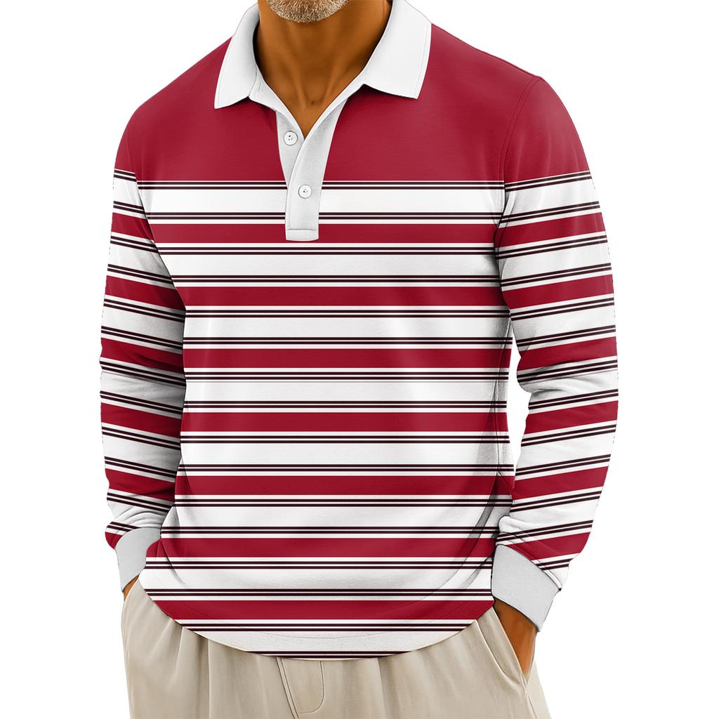Herre Casual Stripet Trykk Knappelukking Langermet Topper