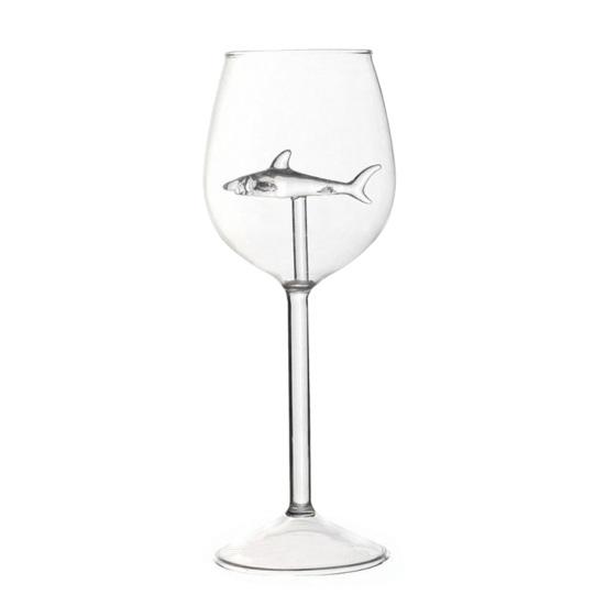 

Shark Wine Glass Set Hand-Blown Lead-Free Glass Goblet with 3D Shark Inside 300ml Creative Shark Theme Barware Gift for Men Women Shark Lovers 1pc