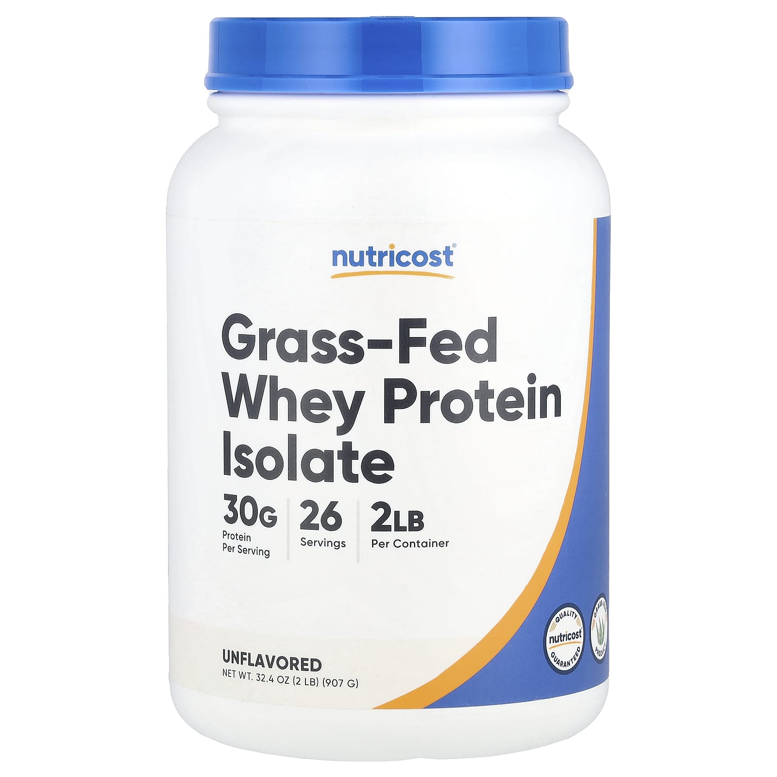 

Nutricost, Grass-Fed Whey Protein Isolate, Unflavored, 2 lb (907 g)