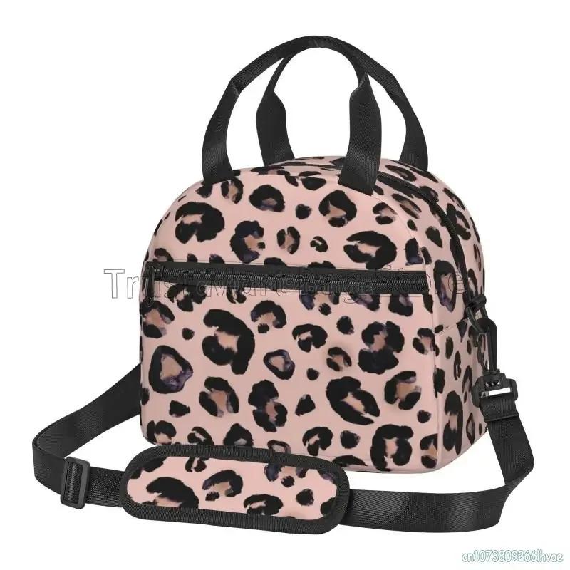 Leopard Print Insulated Lunch Box Cheetah Pink Cooler Tote for Work Office School Picnic Reusable Waterproof Thermal Lunch Bag