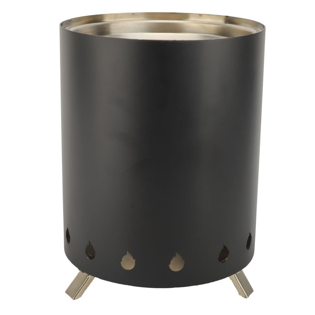 Windproof Wood Stove Outdoor Tabletop Fire Pit with Stand for Backpacking Hiking Traveling Black