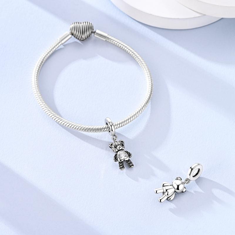 925 Sterling Silver Charms Bead CZ Zircon Sparking Panda Dangle Fit Original Bracelet DIY Women Jewelry GiftGood product