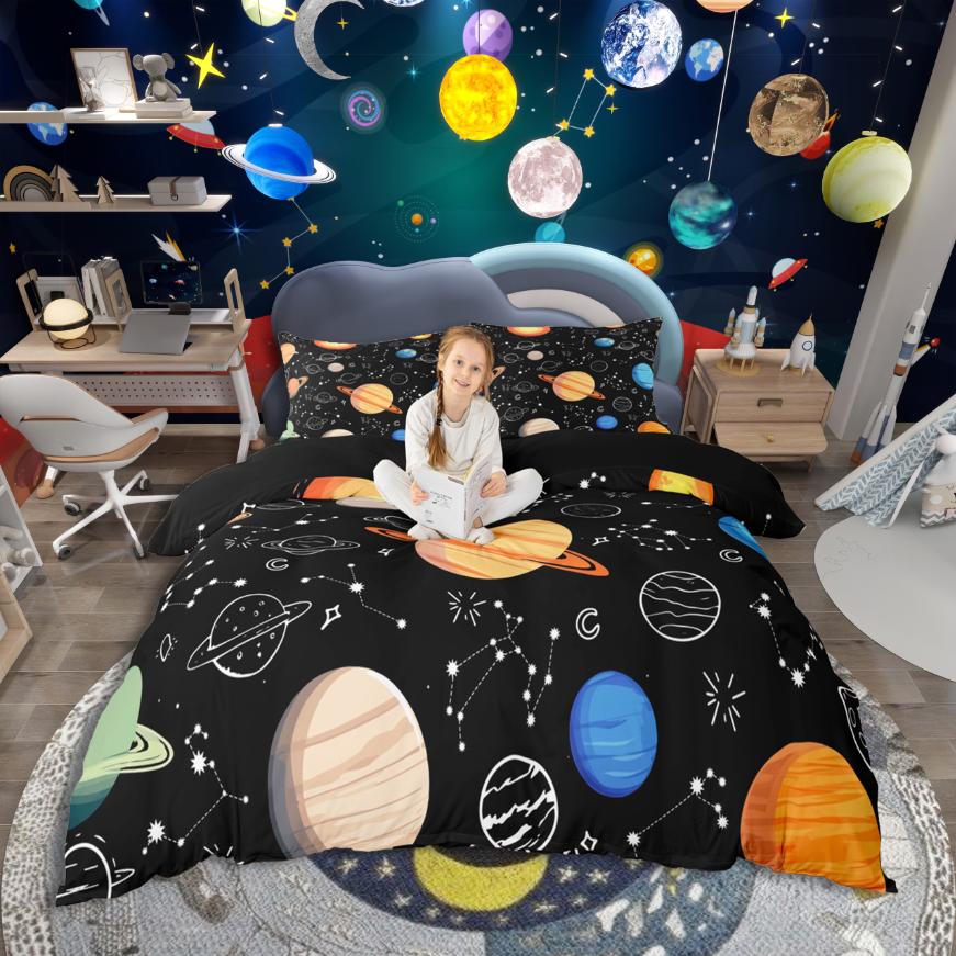 Homewish Cute Duck Duvet Cover SetCartoon Animal Bedding SetOrange Black Bed Set For Boys GirlsUltra Soft Home Decor
