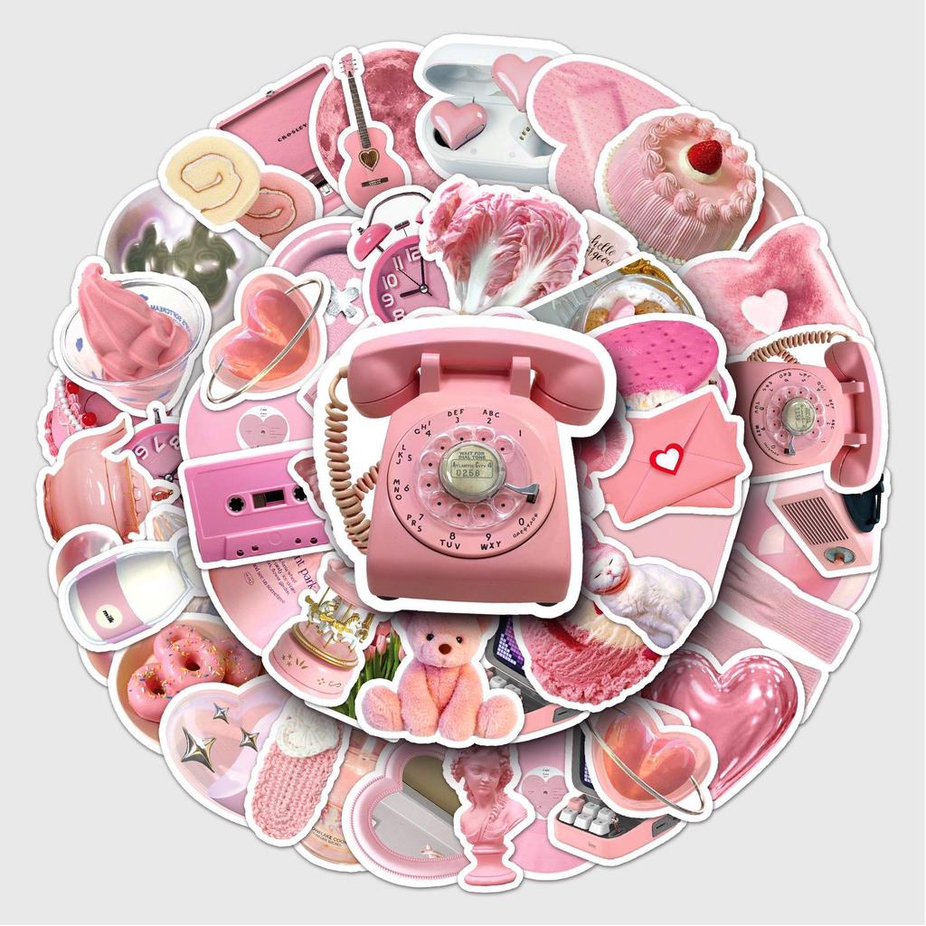 50 Pink Graffiti Cartoon Stickers for DIY Phone Cases & Suitcases