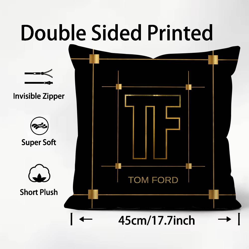 Trendy Brand T-Tom F-Ford Pillow Case Pattern Printed Pillowcase for Living Room Sofa Cushion Cover & Bedroom Decor