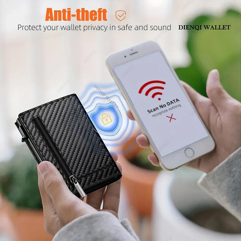 Automatic Pop Up Business Card Holders ID Card Holder Wallets Men Luxury Short Metal Minimalist Wallet Card Storage Bag Purse
