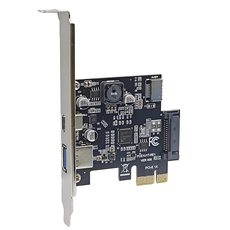 USB 3.2 Gen 1 Expansion Card with 5Gbps, USB-A, Type-C, and Type-E Ports, D720201 Controller