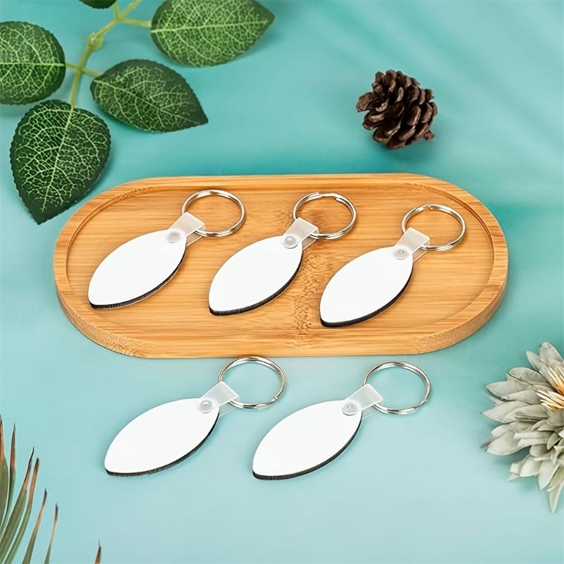 Bulk 60pcs Double Sided Heat Transfer Keychains Blanks Customizable Sublimation Key Rings with Metal Rings Accessories