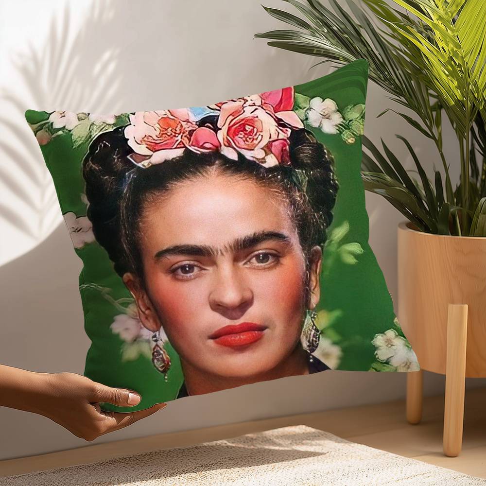 F-Fridas Malerei Kunst Kissenbezug Plüschstoff Weicher Kissenbezug Beidseitig bedruckt Kissenbezug Haushaltsgeschenke