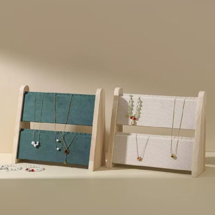 Practical Wood Necklace Holder Double Deck Wood Necklace Stand Organizers For Easy Access And Display At Homes