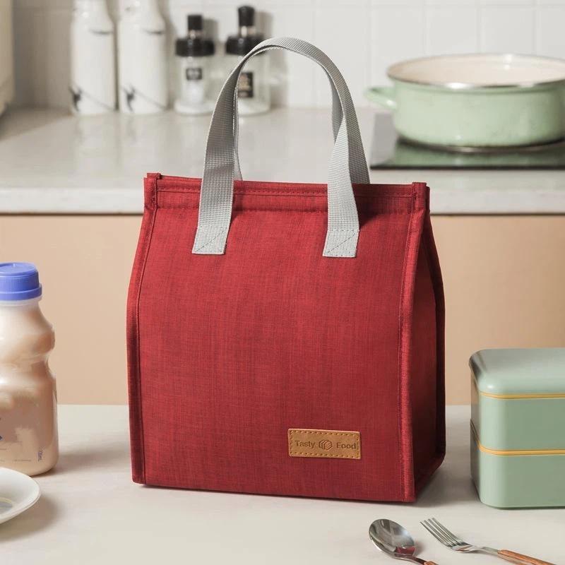 Durable Oxford Insulated Lunch Bag With Leakproof Thermal Lining Handle For Office School Picnic Travel