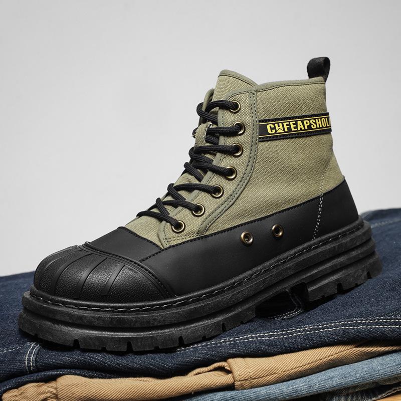 Martin Stiefel Herren Erhöhung Schale Kopf Tasche Kopf Retro Lokomotivstiefel große gelbe Stiefel neue große Kopfschuhe