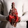 Zisha Guanyin Zen Statue Dekorationen, Keramik Buddha Statuen mit sitzendem Bodhisattva, Klassisch Chinesisch, Kreativ, 1 Stück