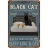 Metal Wall Art Vintage Black Cat Interior Picture for Bedroom