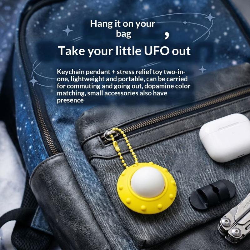 Ufo Shaped Decompression Clicker Keychain Toy 3D Printed Fidget Stress Relief Toy Stress Relief Mechanical Keyboard Key Pendant