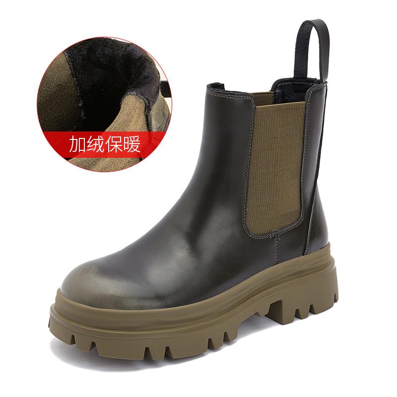 

Fleece polished Martin boots women s 2025 new autumn and winter models warm British style show feet small Chelsea boots platform shoes 40