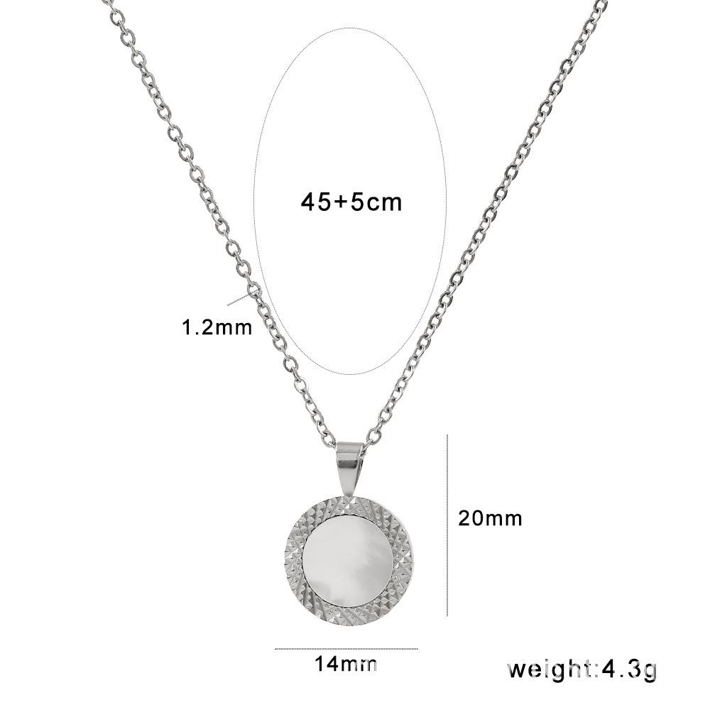 European  American Minimalist Stainless Steel Pendant Necklace with Inlaid Natural Shell - Light Luxury Niche Design