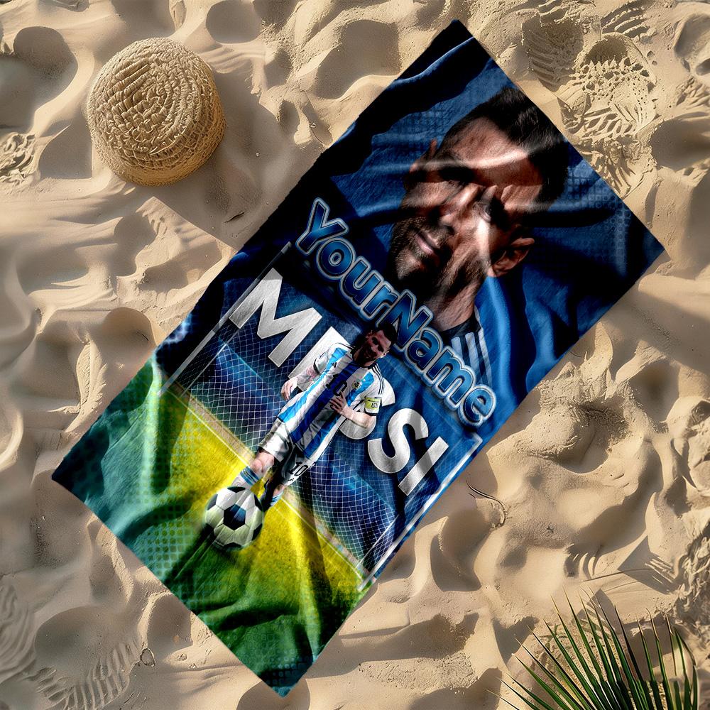 Messi Personalized Name Beach Towel Quick-Dry Soft Microfiber For Beach Bathroom Outdoor Swimming Pool Camping Picnic Yoga Diving Vacation Accessories