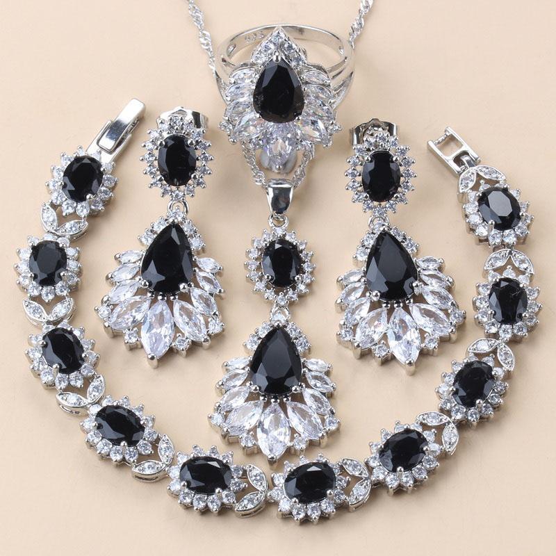 New   Big Necklace Jewelry Green Zircon Long Earrings Sets For Women Set Wedding Ring Bracelets Free Shipping