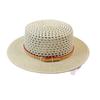 French flat-top straw hat women's high-end hollow belt fashion sunshade sunscreen large brim straw hat seaside beach hat