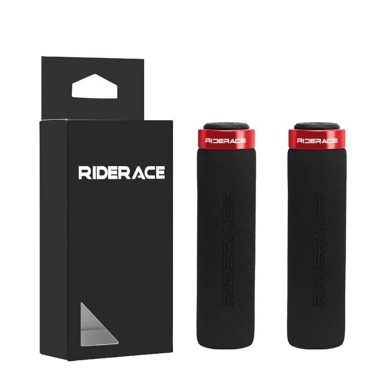 RIDERACE Bicycle Handlebar Grips Soft Sponge Anti-skid Shock-absorbing For MTB Mountain Bike Handle Bar Grip Cycling Accessories красный
