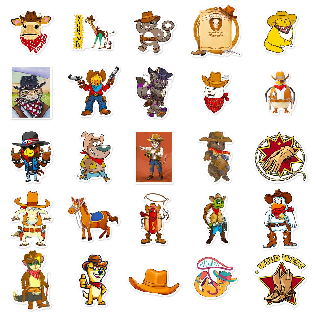 50 Cartoon Western Series Stickers New Car Mobile School Bag