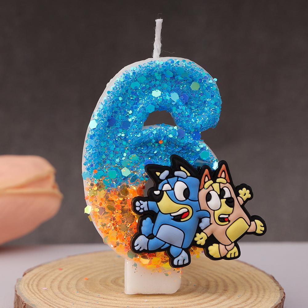 Bluey Bingo Anime Kerze Niedlich 3D 0-9 Zahl Cartoon Figur Geburtstagstorte Stecker Geburtsdatum Tortendekoration Geschenk