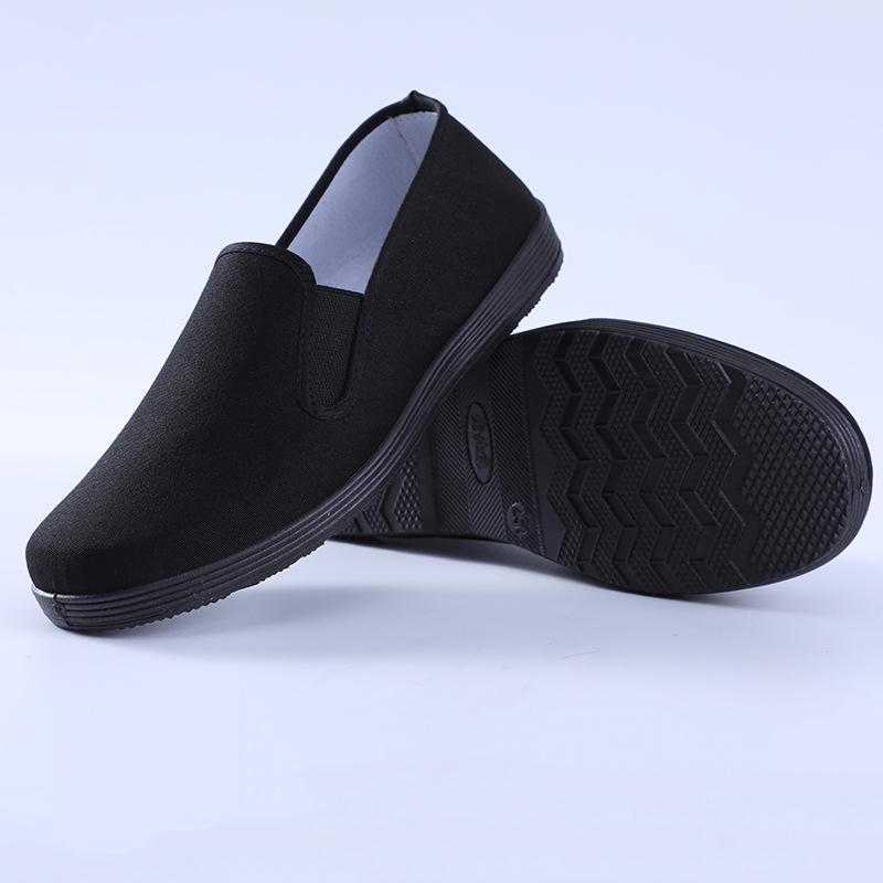 Old Beijing cloth shoes men's breathable work shoes all black one-pedal imitation lasagna cloth lazy canvas shoes women