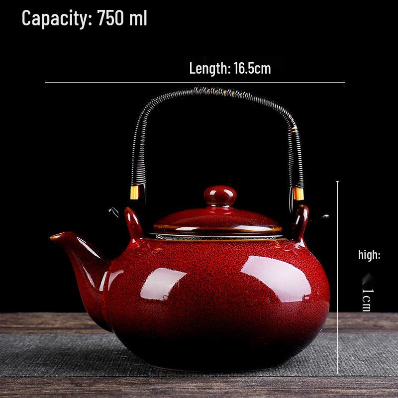 Jian Zhan Tianmu Glaze Ceramic Teapot, Large-Capacity Single-Handle Gongfu Tea Brewer