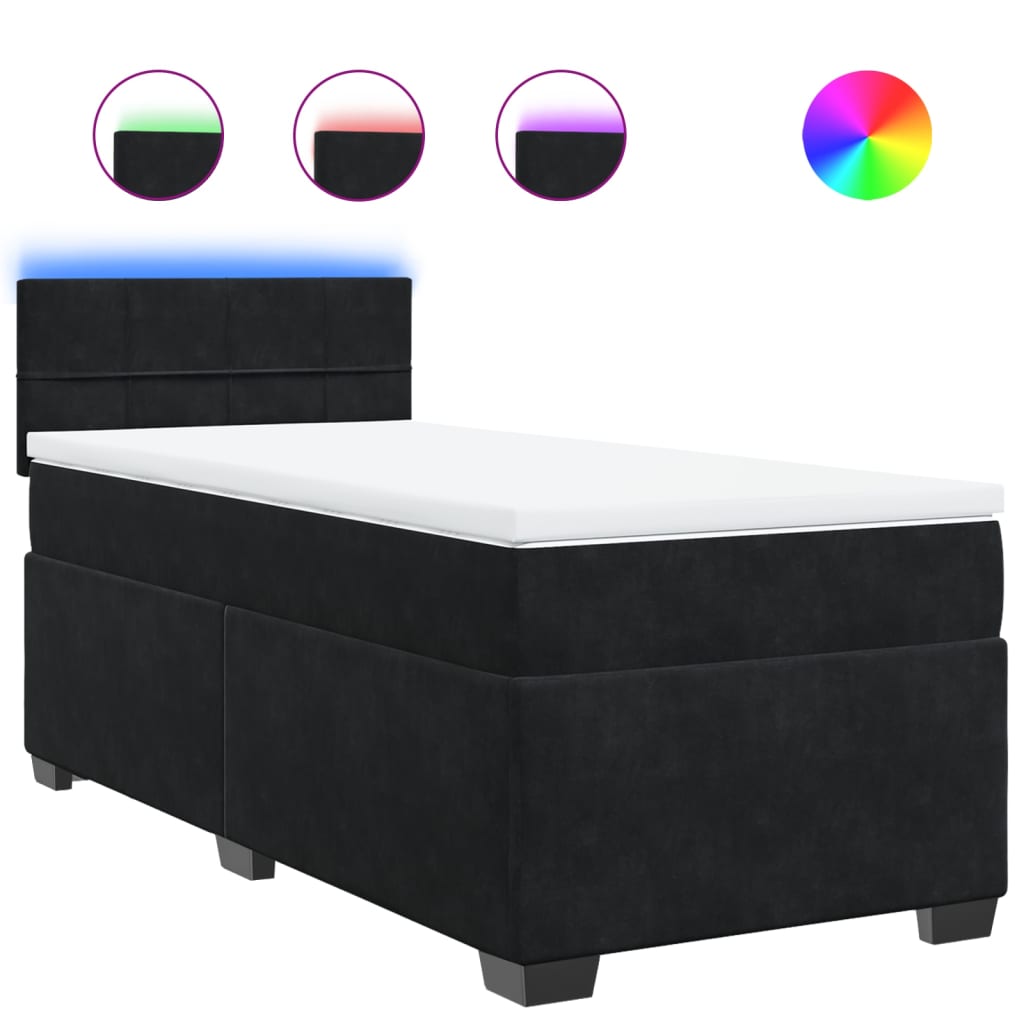 Box Spring Bed with Mattress Black 80x200 cm Velvet