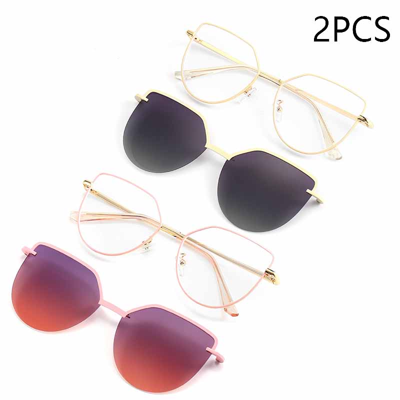 Cat-Eye Klapp-Sonnenbrille Damen Blaulichtfilter Brillenrahmen Polarisiert Magnetischer Clip Damenmode Computerbrille 7002