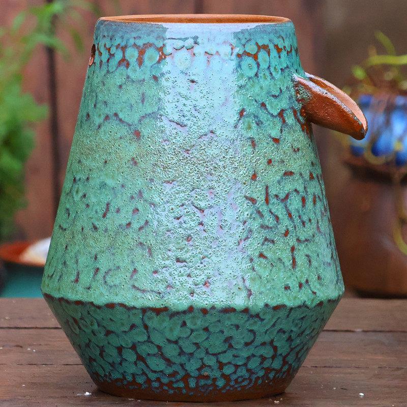 Retro Handmade Ceramic Waterfall Pot: Ancient Fish Farming Water Feature for Courtyard Landscapes