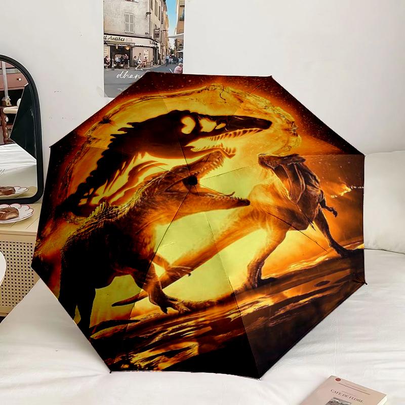 Dinosaur Moonlit Adventure Umbrella 8-Frame for Travel, camping, Casual Lightweight Portable Umbrella, Essential for every family Holidays Gift