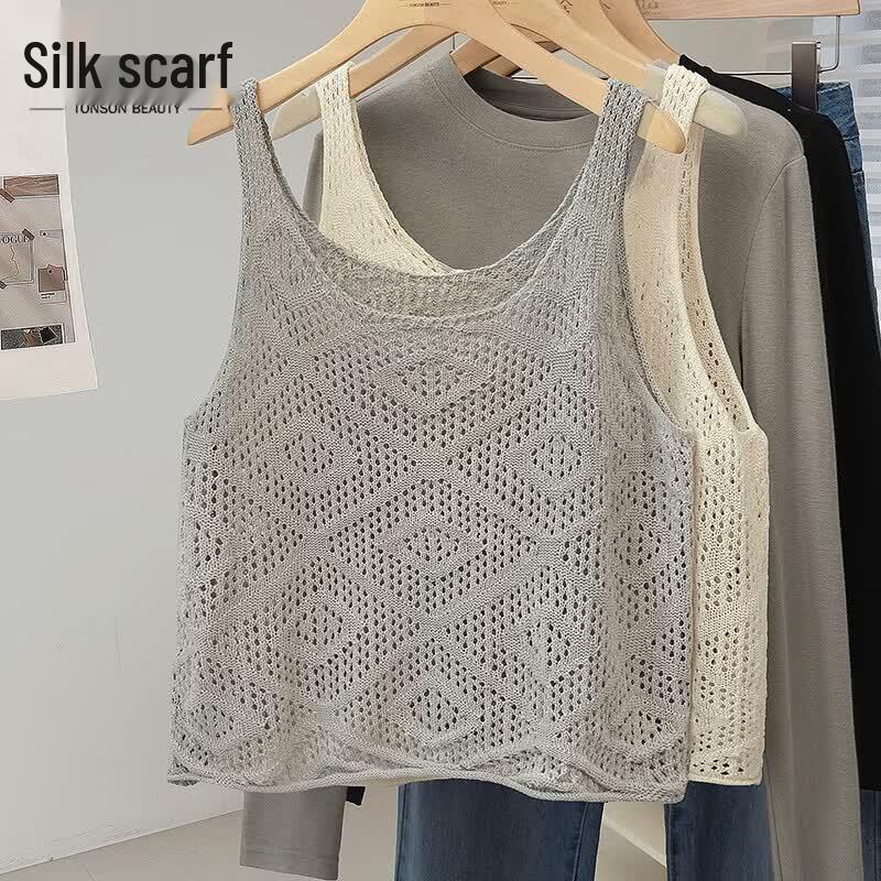 Women s Loose Fit Hollow Knit Vest One Size
