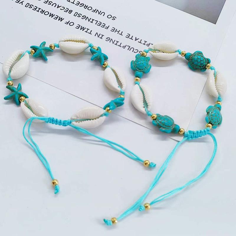 Bohemian Starfish & Turtle Anklet: Handmade Woven Cross-border INS Fashion Jewelry Bracelet.
