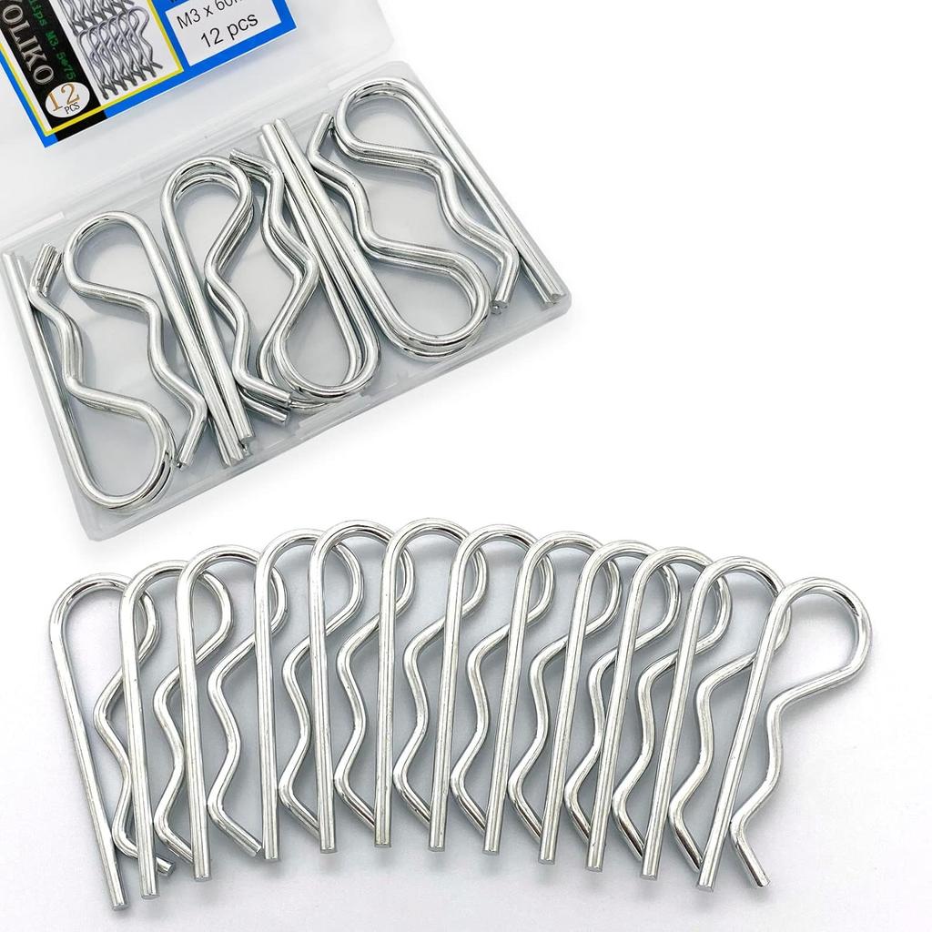 Heavy Duty Hitch P - 12 Pcs Spring Retaining Wire R Clips M3X60Mm For Trailer Tractors Mower Carts Trucks
