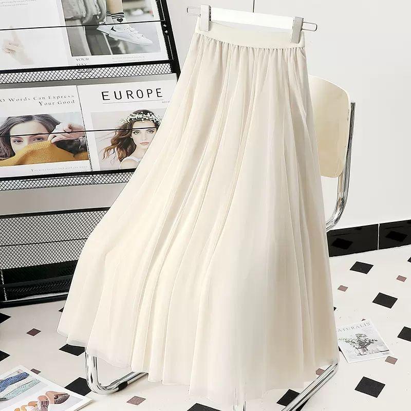 Damen Lila Mesh Midi Rock mit hoher Taille - 720° Schwung A-Linien Tüllrock für Square Dance und Fotoshootings