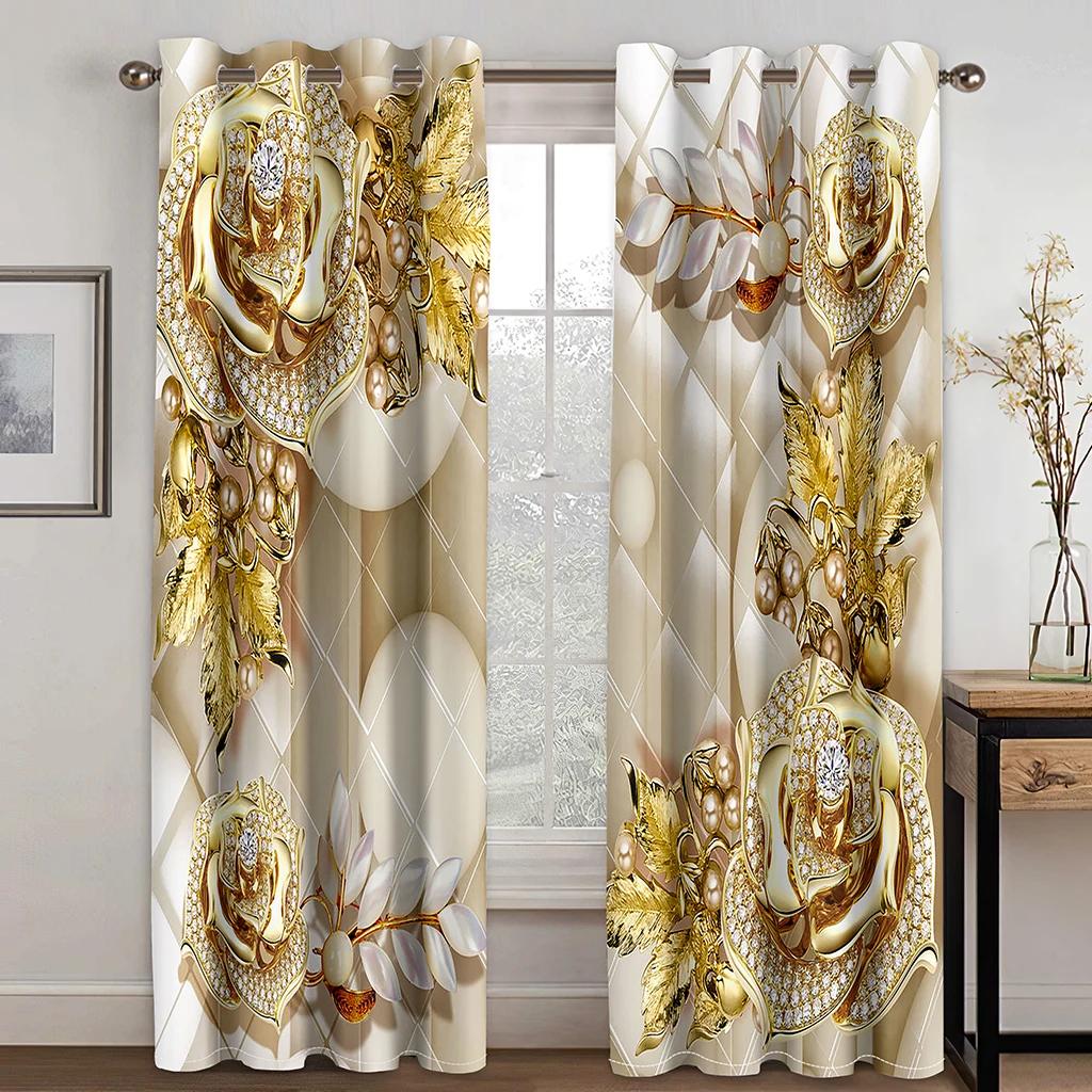 Vintage Floral Fashion Print Curtains, Rod Pocket Curtains, Bedroom, Study, Living Room Decorative Curtains, Can Be Customized
