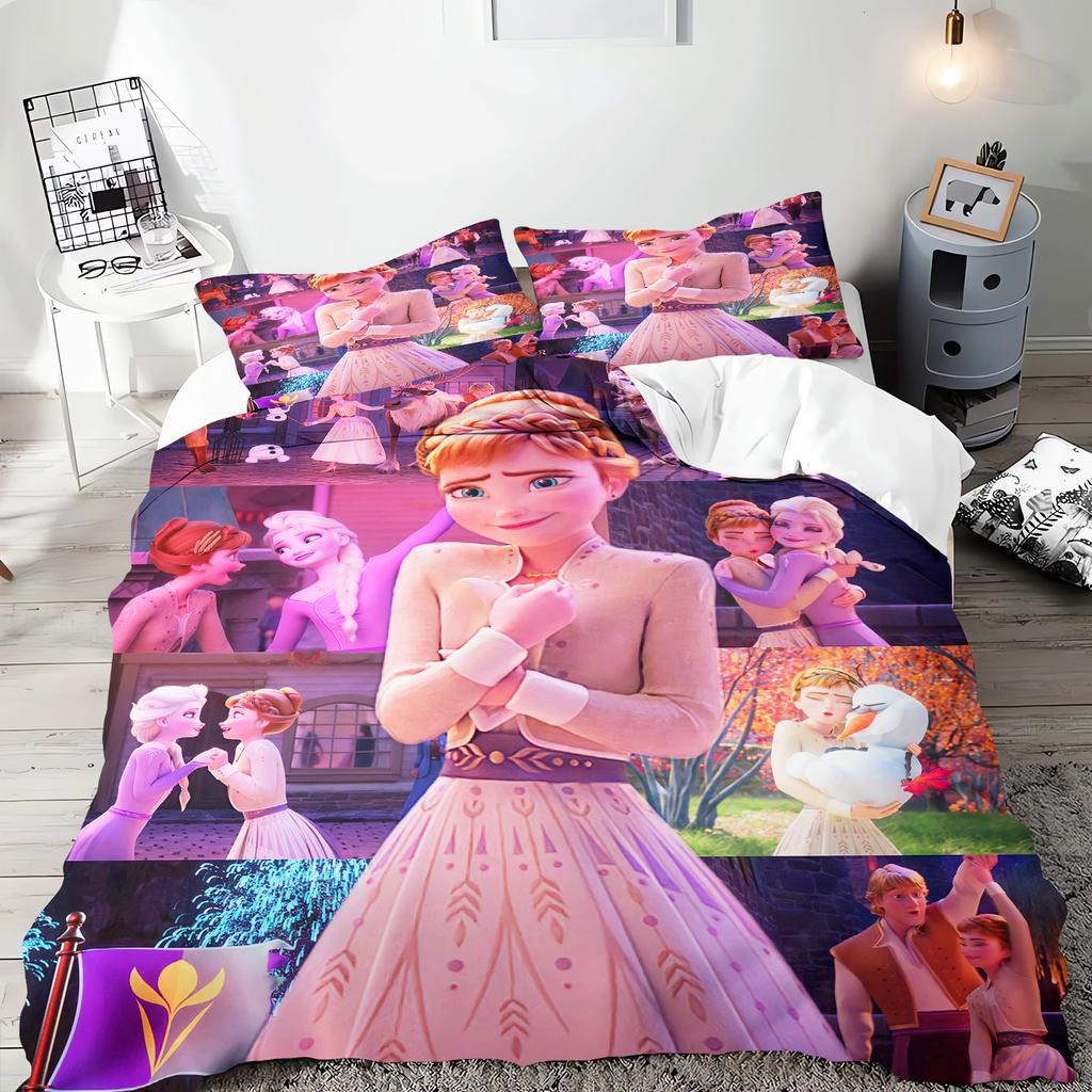 Frozen Princess Elsa and Anna 3-Piece One Piece Bedding Set Comforte Luxus Exquisite Birthday Gift 100% Polyester Home Decor