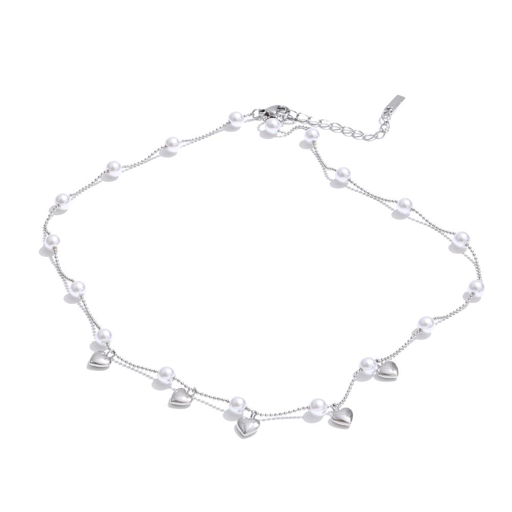 Eetit Korean Style Simulated Pearls Beads Chain Heart Drop Necklace for Women Fashion New Arrivals Chic Collar Jewelry Gala Gift