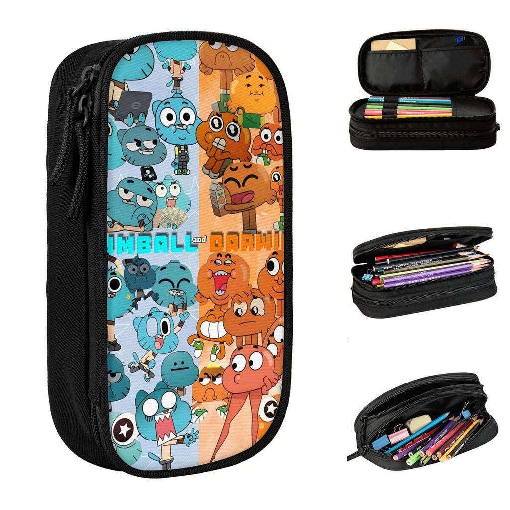 L'incredibile Mondo di Gumball Astuccio Nuova Scatola Portapenne Borsa Ragazza Ragazzo Grande Capacità Materiale Scolastico Astuccio con Zip