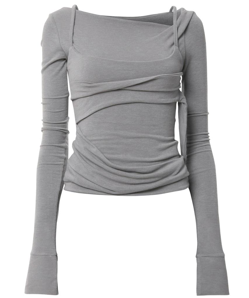 Peulleeoeob Layered Bustier Long Sleeve (Fl-105_Gray)