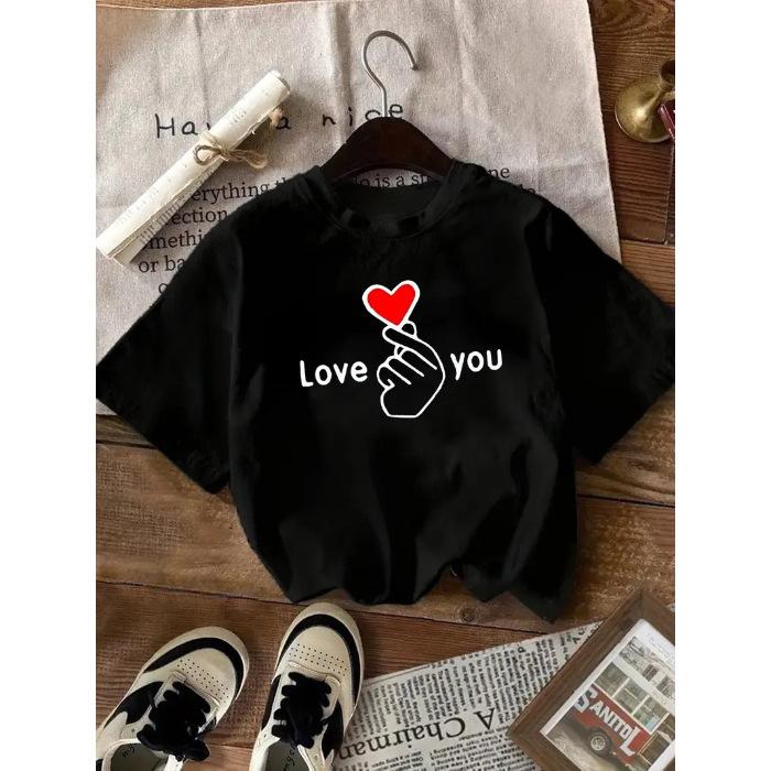 

Cotton loose and fashionable crew neck short-sleeved top XXXL