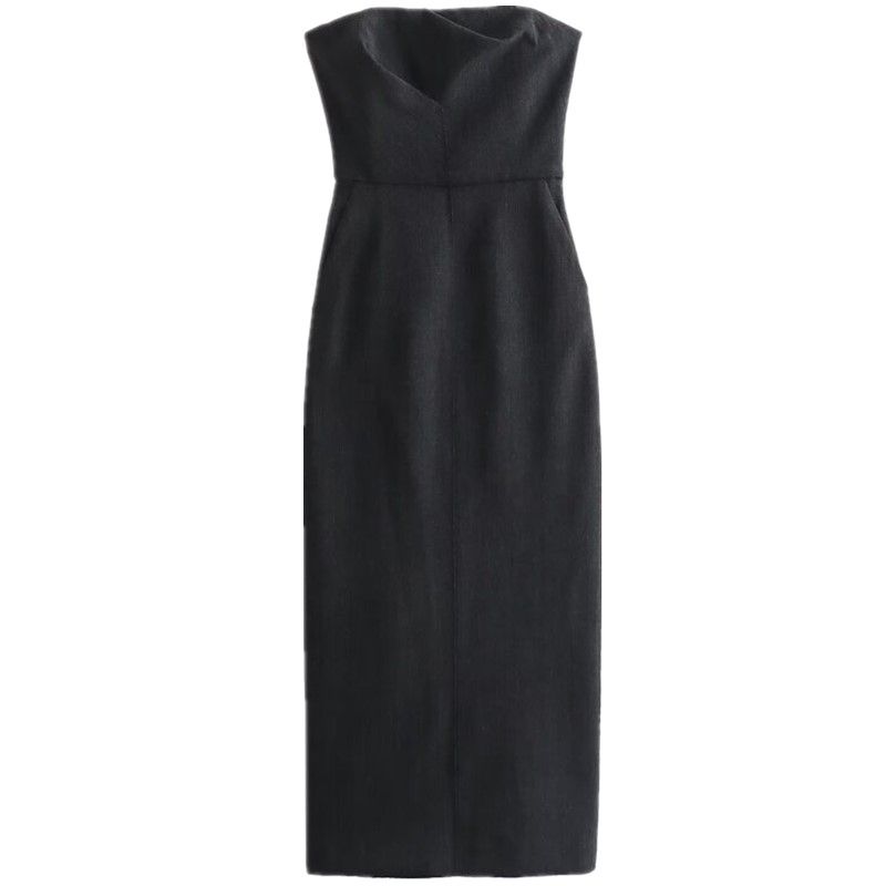 

Fashion Wind 2023 Autumn New Arrival Female Fashion Slim Fit Waist-Controlled Slimming Tube Top Dress 8592807 802 Black XS