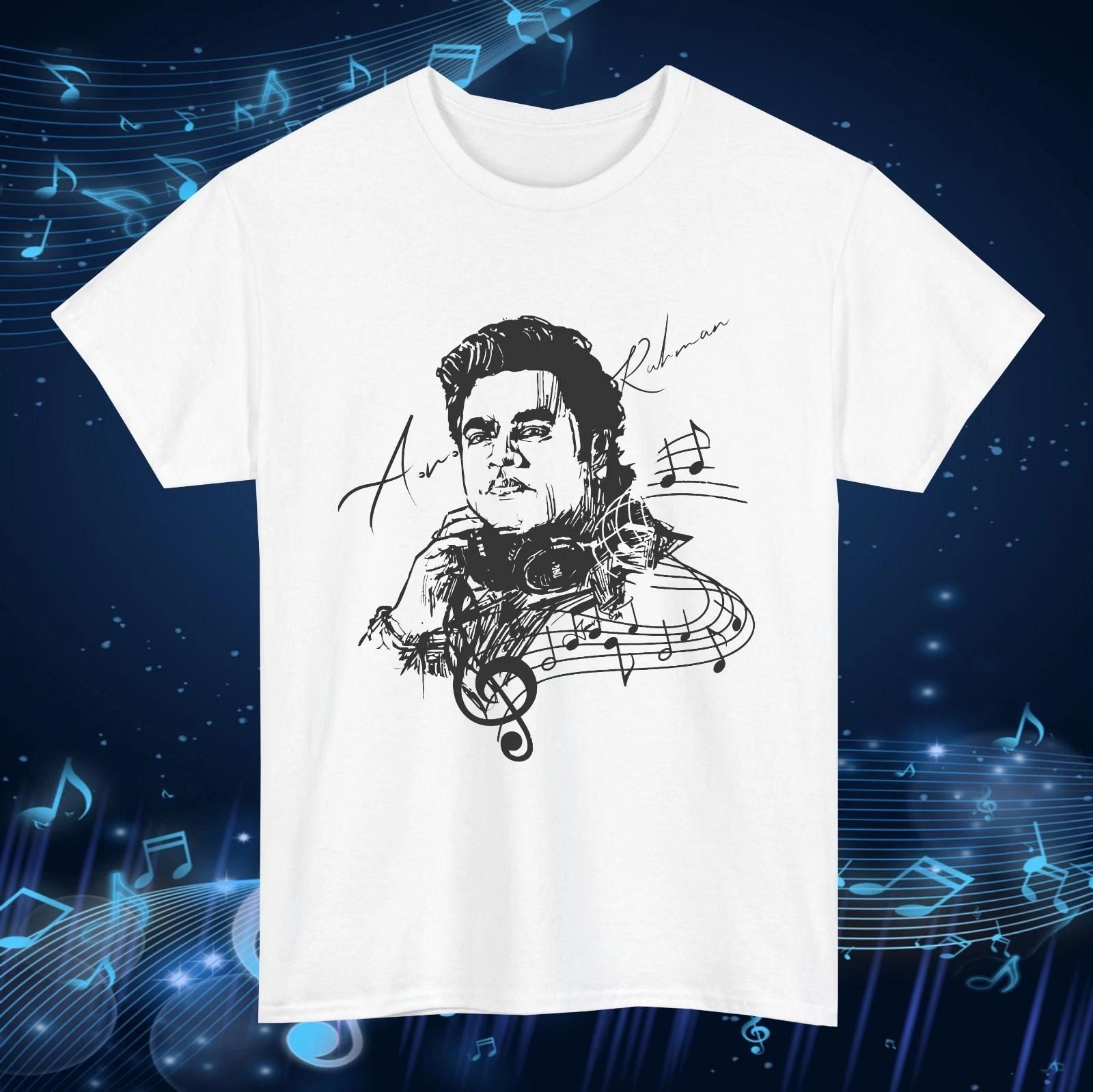 A.R. Rahman Bollywood Music Legend 100% Cotton T-shirt Mens Tees Top | Indian Composer Gift Unisex Tee Top L