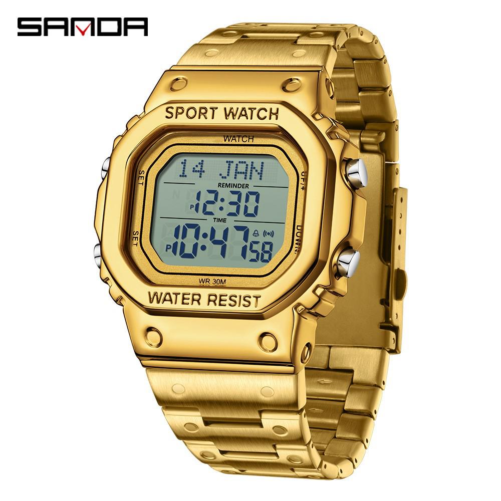SANDA Men's Waterproof Multi-Function Electronic Watch with Bookmark Display and Alarm
